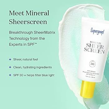 Supergoop! Mineral Sheerscreen SPF 30 PA+++, 1.5 fl oz - 100% Mineral, Broad Spectrum Face Sunscr... | Amazon (US)