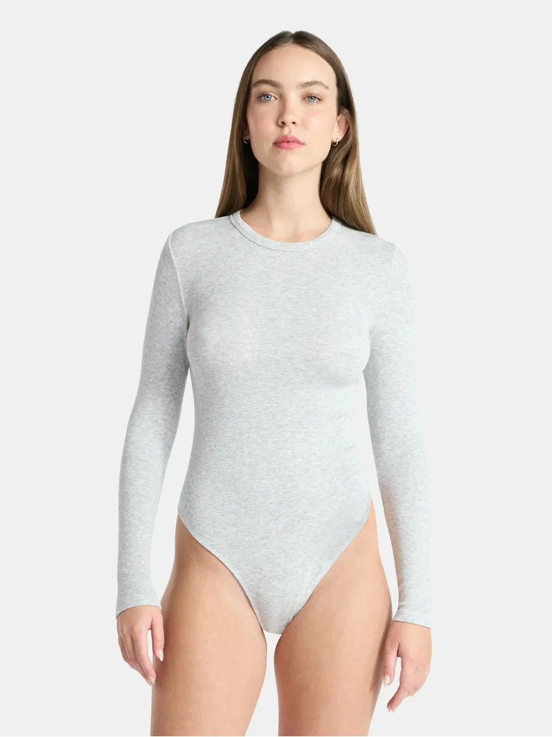 No Boundaries Seamless High Neck Bodysuit with Long Sleeves, Women's - Walmart.com | Walmart (US)