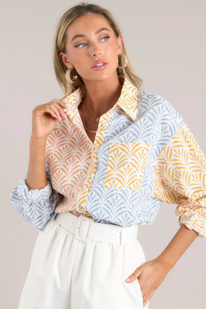 Need To Chill Sky Blue Multi Print Top | Red Dress