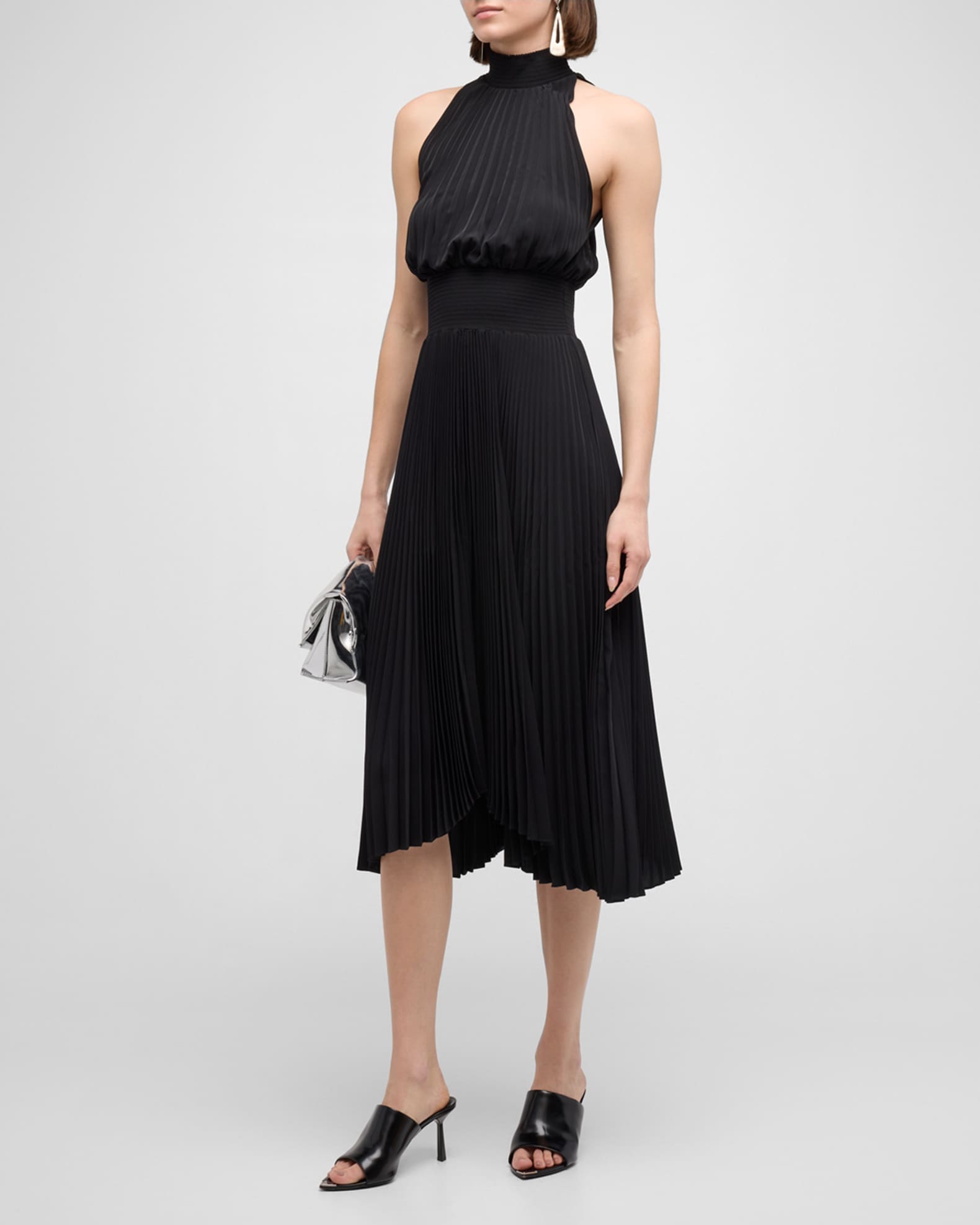 Renzo Pleated Halter Dress | Neiman Marcus