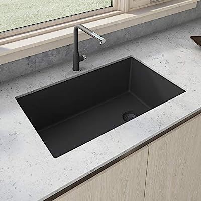 Ruvati 32 x 19 inch Undermount Granite Composite Single Bowl Kitchen Sink - Midnight Black - RVG2... | Amazon (US)