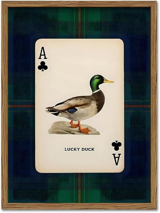 Vintage Mallard Duck Wall Art Cottage Core Hunting Lucky Duck Wall Decor Picture Dark Wildlife Pl... | Amazon (US)