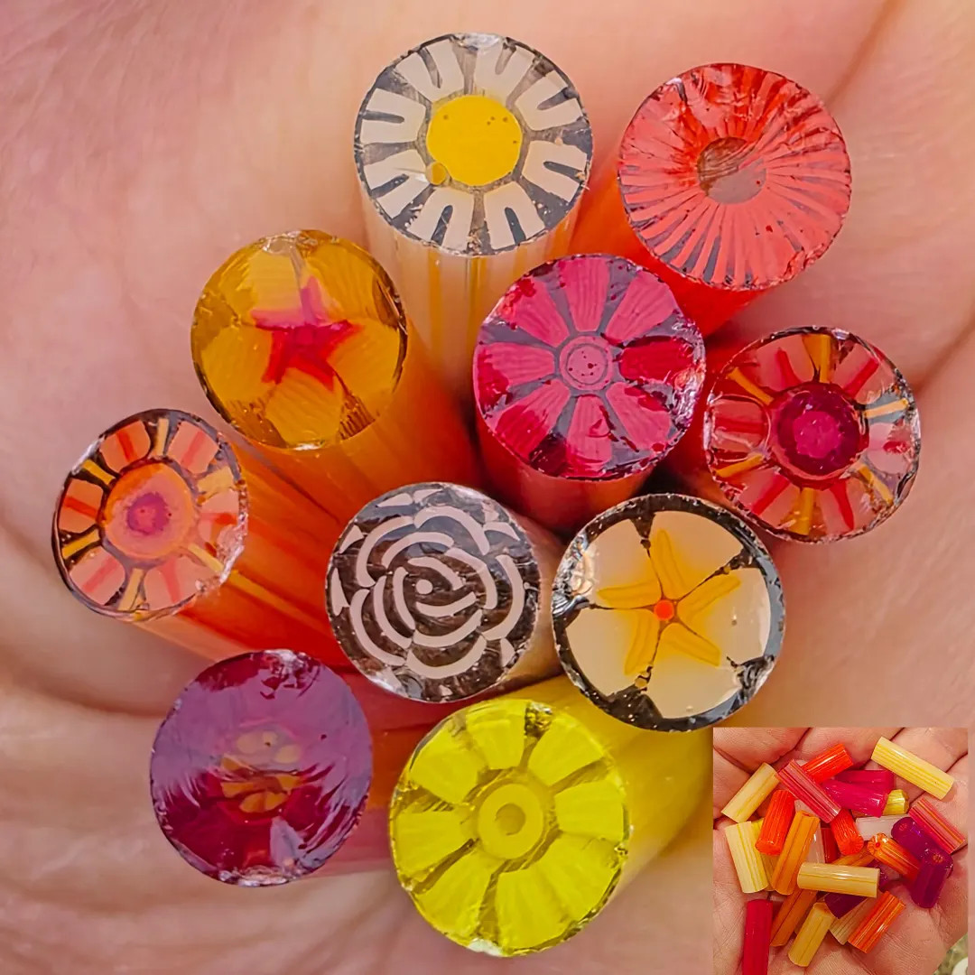 COE 96 Floral Murrini Mix: Reds Oranges Yellows - 1.5 Oz Chunks of Cane/sticks - Etsy | Etsy (US)