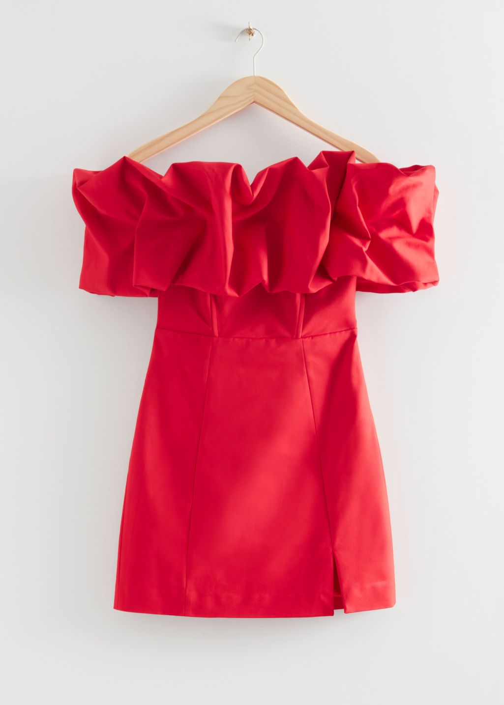 Off-Shoulder Ruffled Mini Dress - Red | & Other Stories US