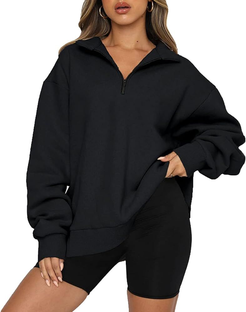 ANGGREK Womens Sweatshirt Women Oversized Half Zip Pullover Long Sleeve Sweatshirt Zip Hoodie Swe... | Amazon (US)