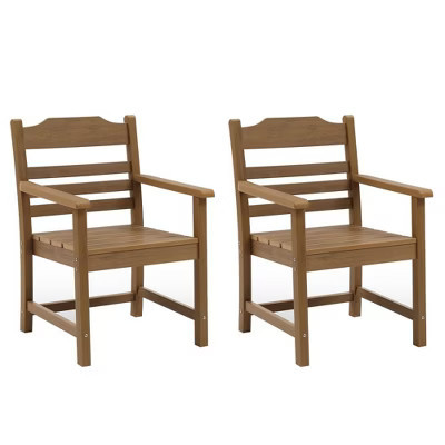 PAGED 2PC Patio Dining Chairs,Outdoor Dining Chairs with Armrest,Modern Chairs Suitable for Patio,Garden,Light Teak | Target