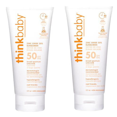 Thinkbaby Safe Sunscreen SPF 50+ - 6oz Family Size (2-Pack) | Amazon (US)