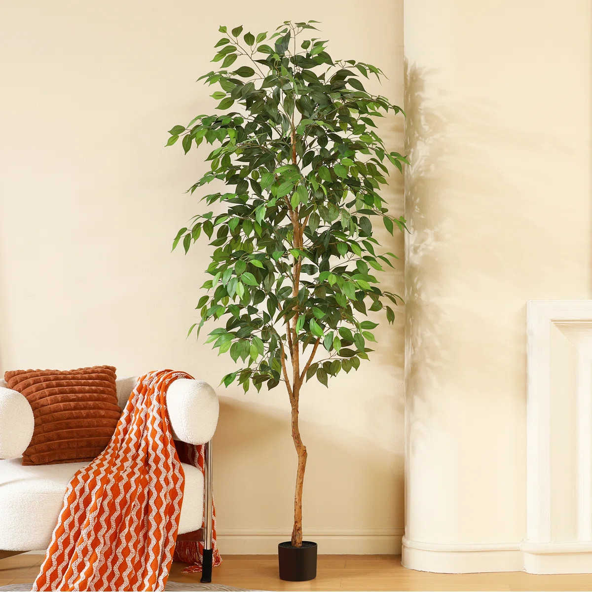 Adcock Artificial Ficus Tree in Pot with Realistic Leaves and Natural Trunk | Wayfair North America