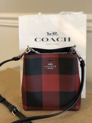 COACH Crossbody Bucket Bag Black and Red Buffalo Plaid Print Pattern | eBay | eBay US