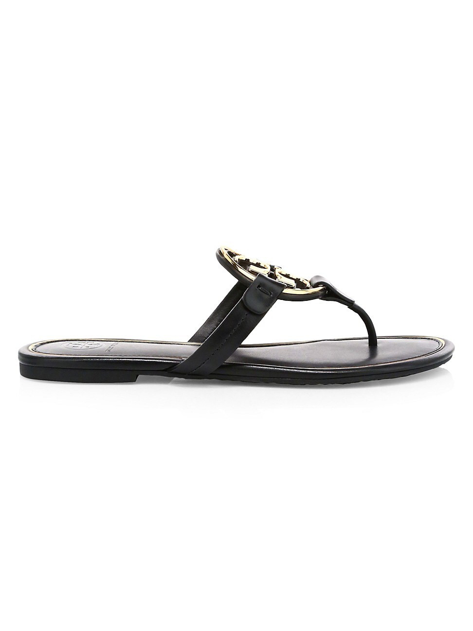 Women's Miller Metal Leather Thong Sandals - Perfect Black - Size 7.5 | Saks Fifth Avenue
