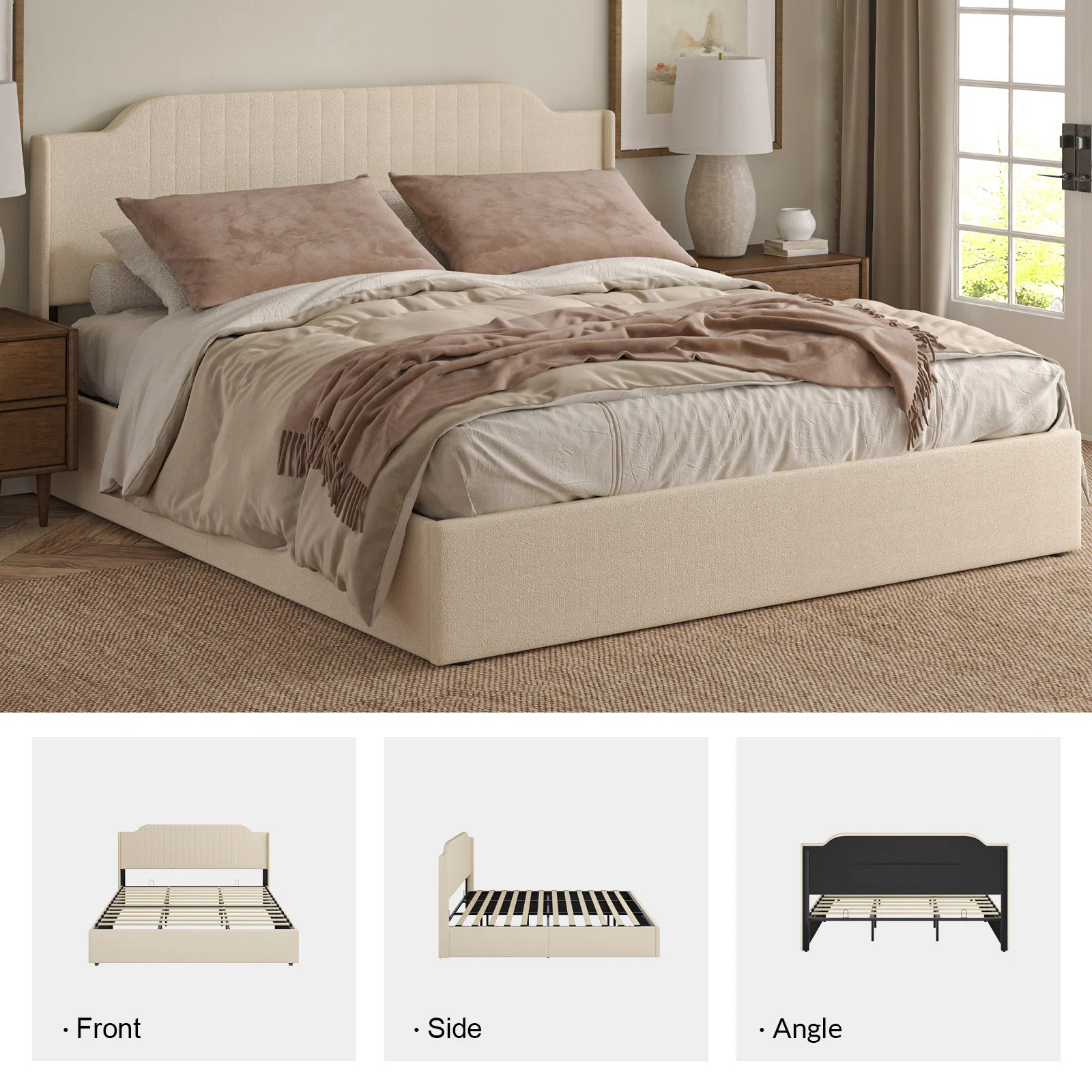 Red Barrel Studio® Lizette 80.5" Hydraulic Lift Up Storage Upholstered Platform Bed with Wingbac... | Wayfair North America