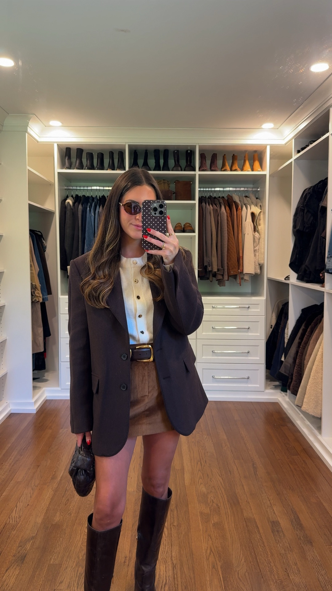 Small sweater 
Xsmall skirt 

Fall outfit 
Blazers 
Knee high boots 
Boots 
Sweaters 

#LTKFindsUnder100 #LTKStyleTip #LTKSeasonal