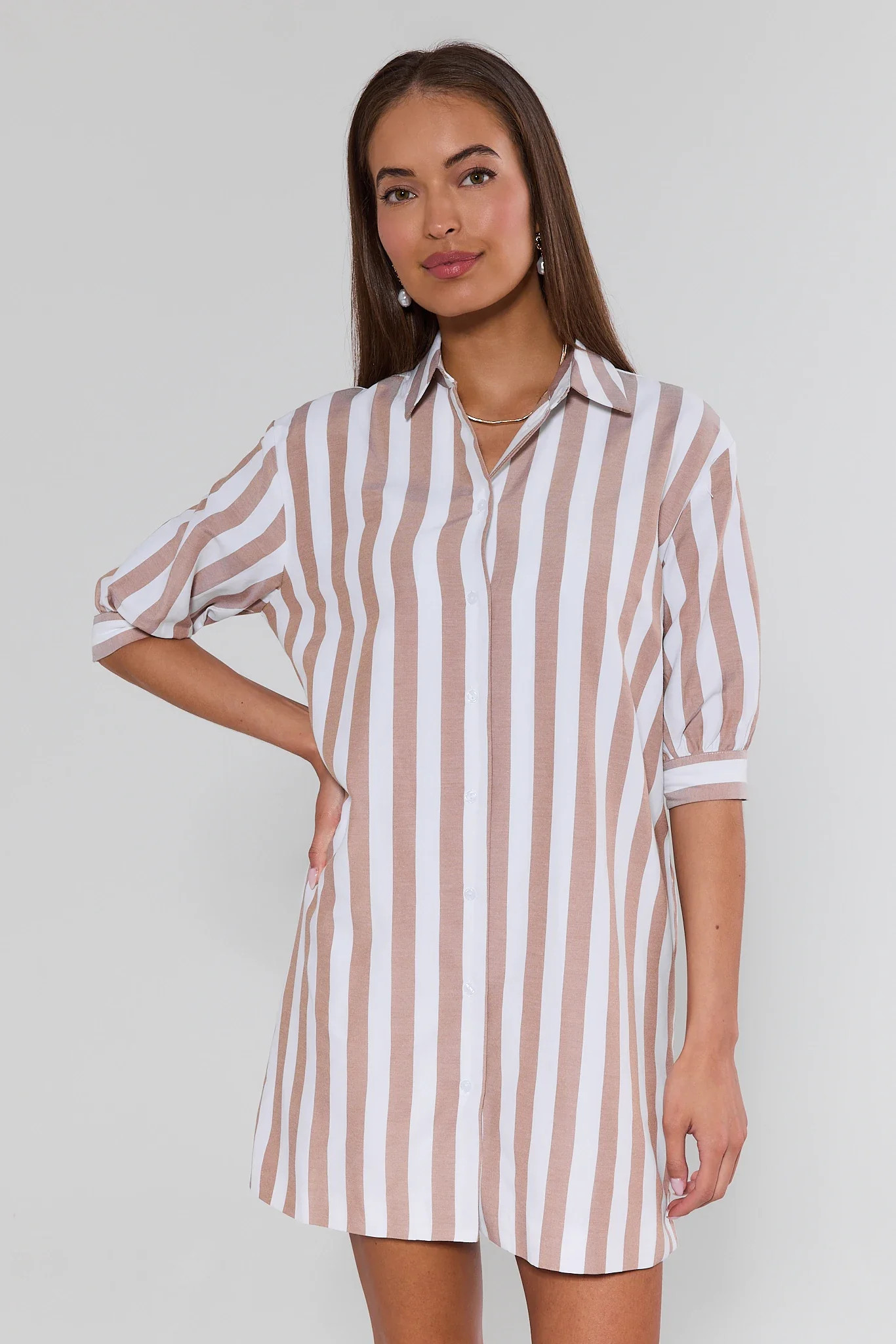 Colby Tan Striped Short Dress | Avara