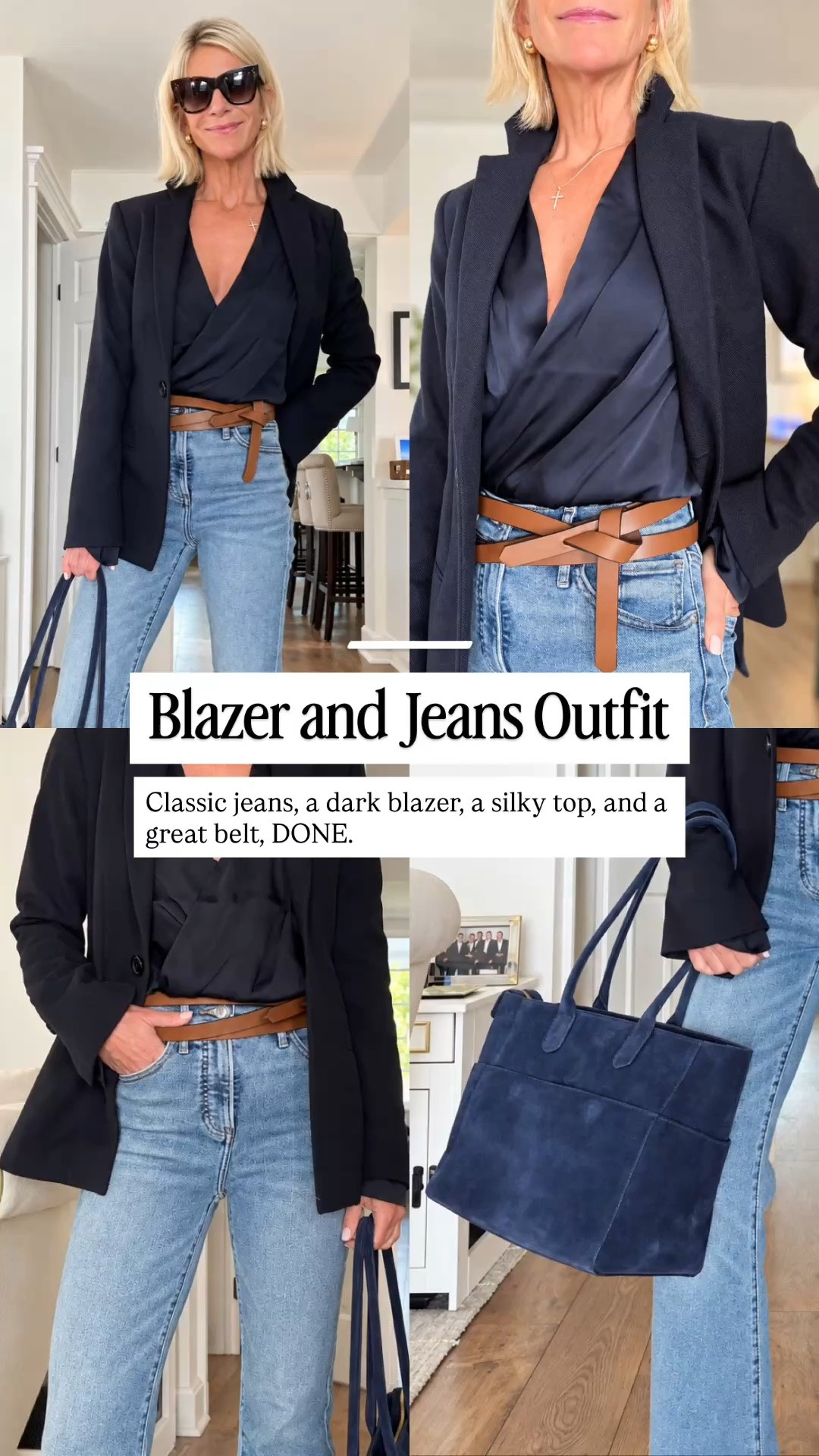 A great blazer, jeans, and one little styling trick! I love the way wrapping the leather belt at the waist adds shape and makes this classic combination feel instantly more polished.

👩‍💻 LTK PRO TIPS
❤️ Heart = Support my posts ;-)
🔖 Save = Get sale & restock alerts for the things you love!
📋 Lists = Keep favorites organized (List ideas: Christmas, Birthdays, and Vacations!)
📲 Share = Send lists and products to a friend (or your daughters like me).
💬 Comment = Ask me anything, and I’ll answer. ;-)

#LTKootd #LTKSeasonal #LTKOver40
