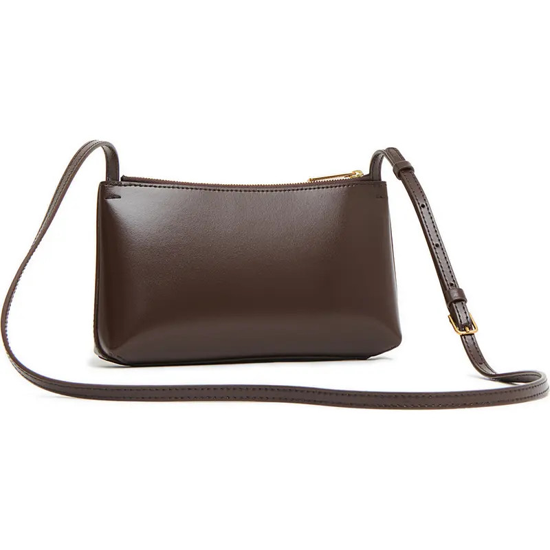 Mansur Gavriel Mini Gaia Leather Crossbody Bag in Black/Flamma at Nordstrom | Nordstrom