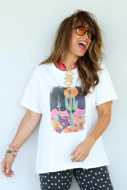 TWT\u00ae  Wild West Cactus White Short Sleeve Tee | The Willow Tree