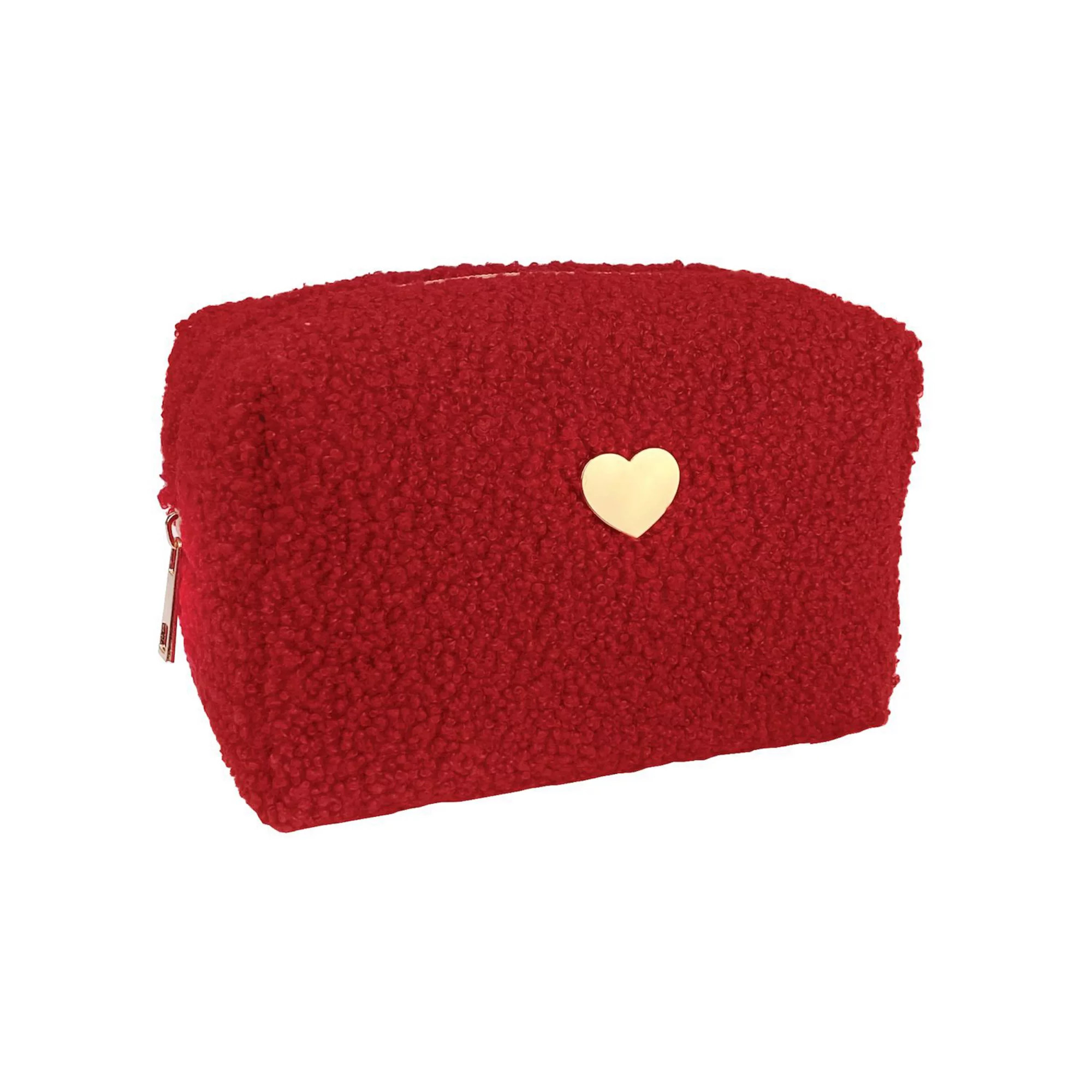 Belle Maison Red Sherpa Square Cosmetic Bag | Kohl's