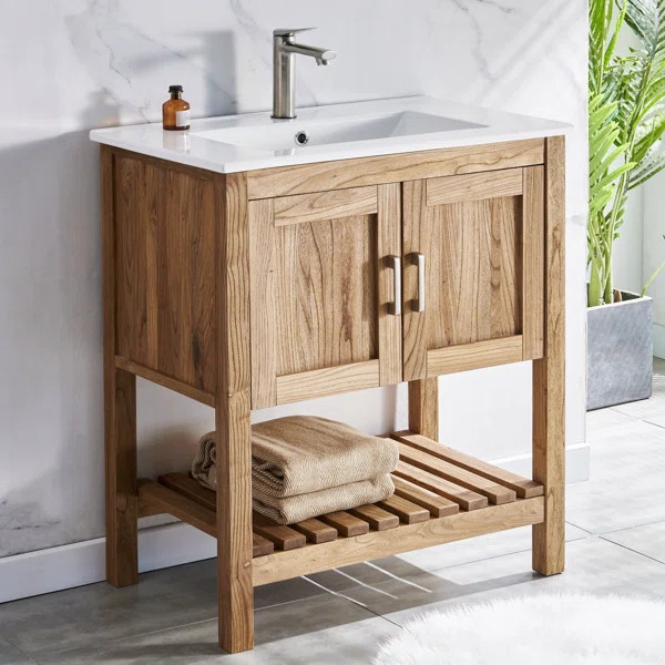 30'' Free-standing Single Bathroom Vanity with Ceramic Vanity Top | Wayfair North America
