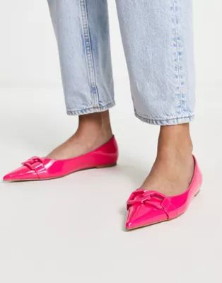 ASOS DESIGN Lawless Pointed toe ballet flat with chain in pink | ASOS (Global)