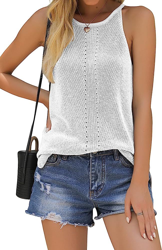 Women's Tank Tops Summer Loose Tanks Casual Sleeveless Blouses Tops Knit Camis Sweater Shirts | Amazon (US)