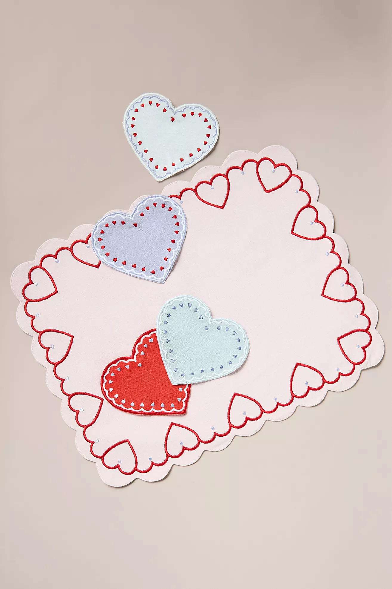 Cordelia Embroidered Heart Placemat | Anthropologie (UK)