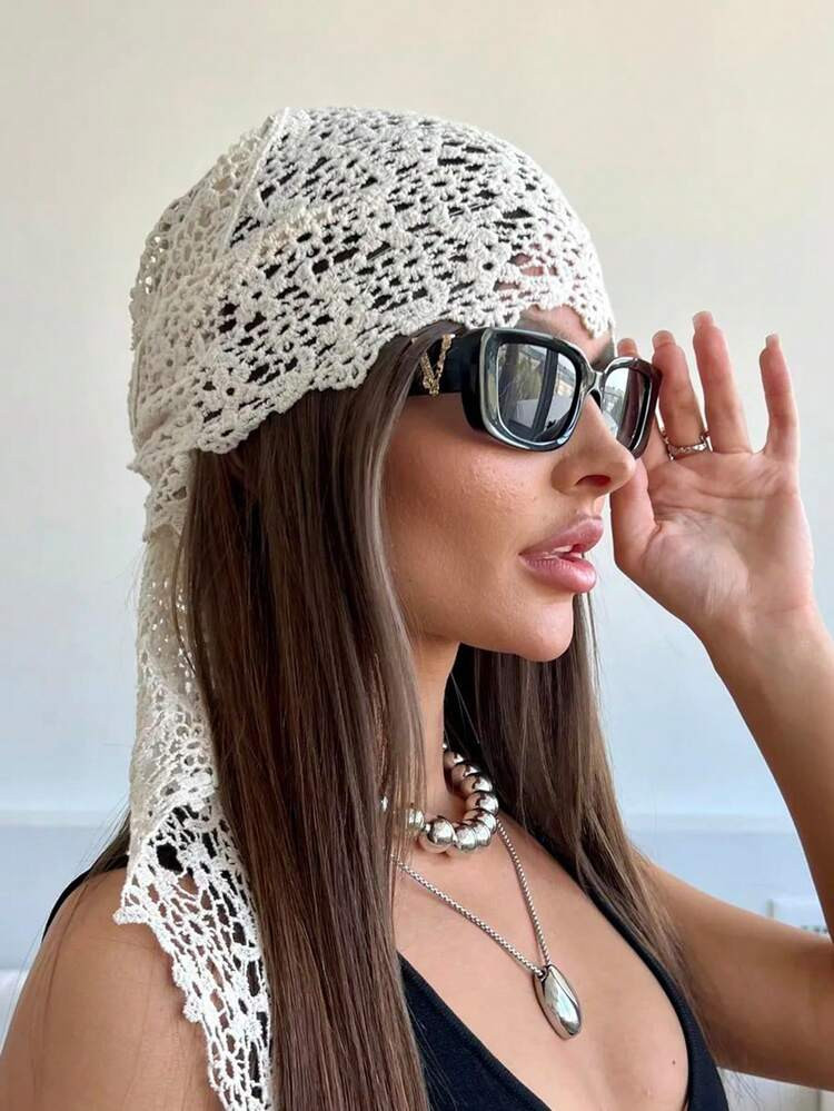 1pc Women's Floral Lace Scarf & Headscarf Set Breathable, Suitable For Beach, Casual, Party And Formal Occasions Women Bandana Summer Outfits Beach Hair Band | SHEIN