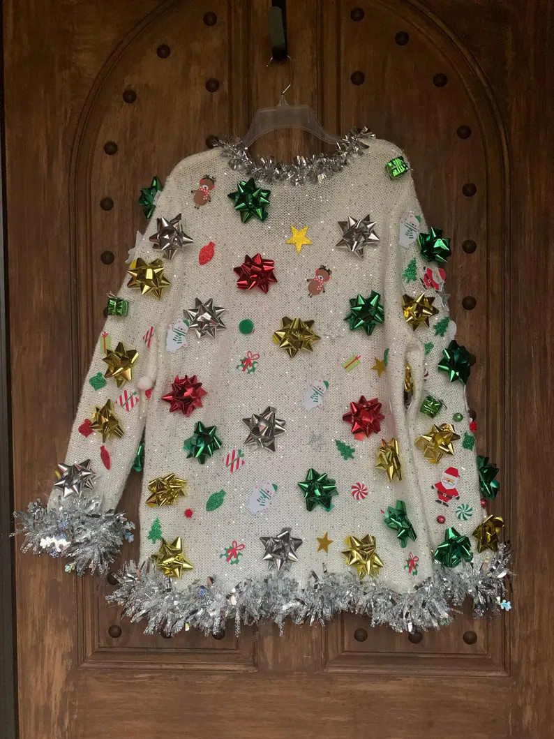 Handmade Tacky Ugly Christmas Sweater, Women, 2X, Xx-large, Garland Trim, Foo Foo, Fun, Festive, ... | Etsy (US)