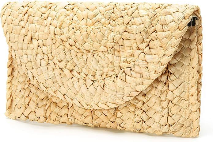 Obosoyo Women's Straw Clutch bags Handbag Straw Purse Envelope Bag Wallet Summer Beach Bag Woven ... | Amazon (US)