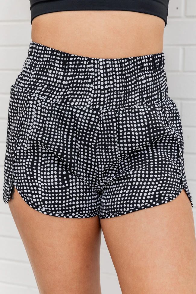 Errands To Run Black Dotted High Waisted Athletic Shorts | Pink Lily