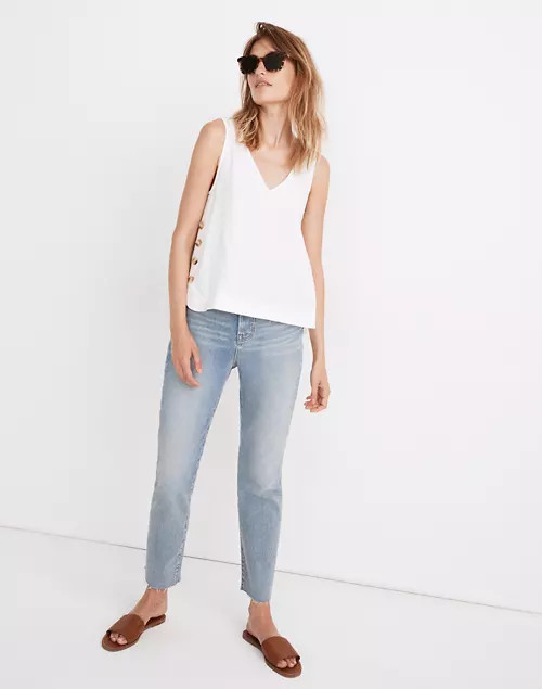 Linen-Blend Side-Button Tank Top | Madewell