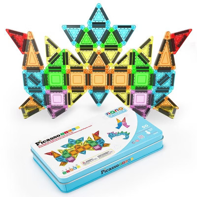 PICASSO-TILES 50PCS Mini Magnetic Tiles STEM Nano Building Blocks for Kids with Storage Case, Educational Construction Toy for Toddlers Age 3+ | Target