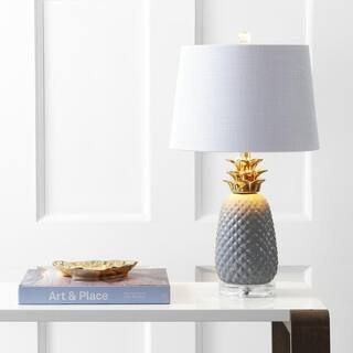 Pineapple 23 in. Gray/Gold Ceramic Table Lamp | The Home Depot