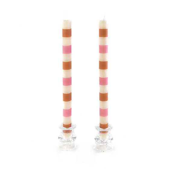 Multi Band Dinner Candles - Pink & Clay - Set of 2 | MacKenzie-Childs