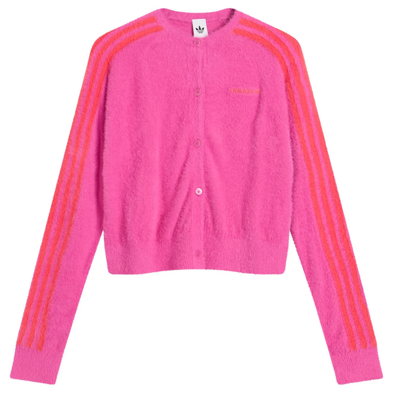Adidas Women's Fluffy Knitted Cardigan in Semi Lucid Fuchsia, Size X-Large | END. Clothing | END. Clothing