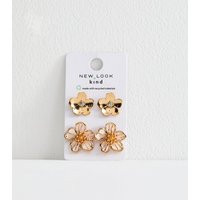 Pack of 2 Gold Tone Floral Earrings New Look | New Look (UK)