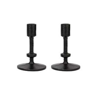 5 in. Black Small Cast Iron Metal Taper Candle Holder Set | The Home Depot