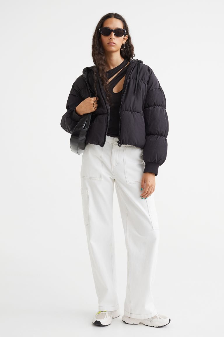 Hooded puffer jacket - Black - Ladies | H&M IE | H&M (UK, MY, IN, SG, PH, TW, HK)