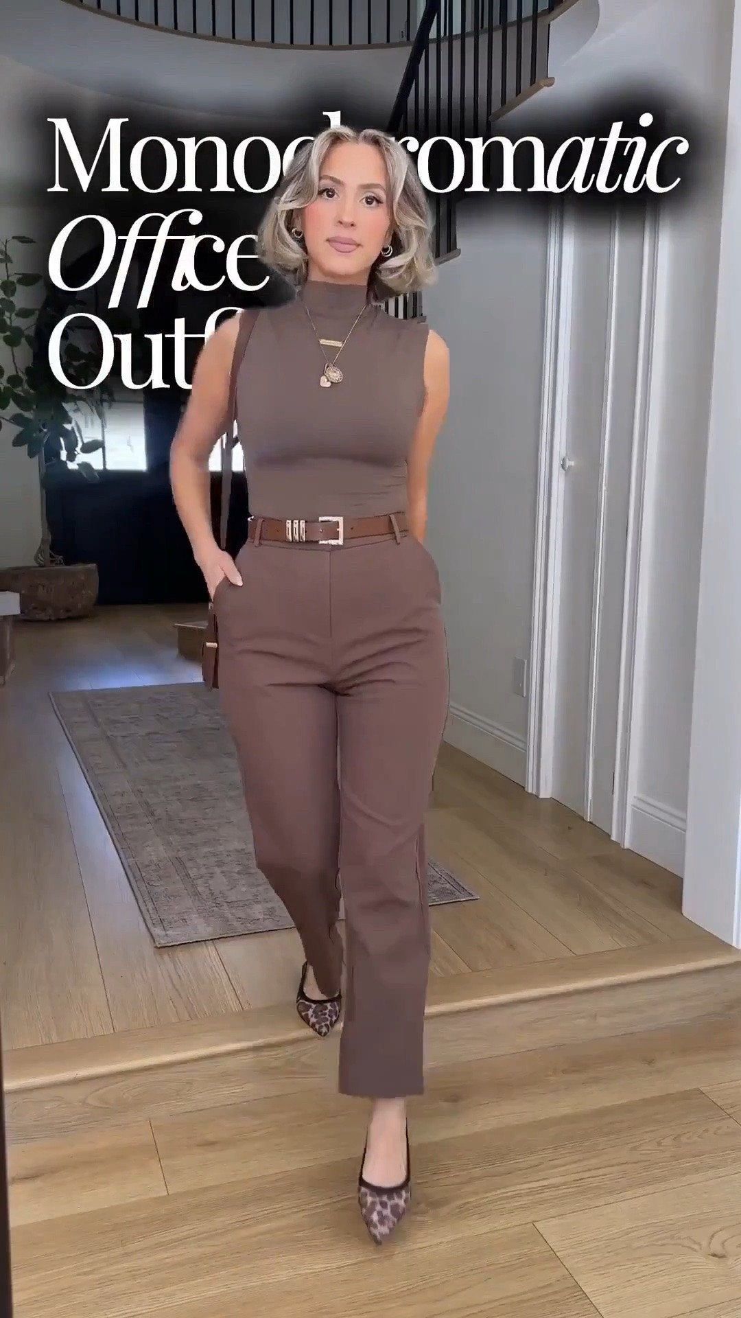 Fall monochromatic OUTFITS 🤎🫶 

✔️XS in bottoms (if XS is not available, then I’m wearing a SMALL) 
✔️The funyyzo trousers are in a small long thin 
✔️Small in all tops

Effortlessly chic monochromatic office outfits featuring affordable Amazon workwear, best-selling trousers, elevated basics, and versatile pieces that make getting dressed for work easy. From business casual to polished everyday office looks, these are tried-and-true wardrobe staples you’ll wear on repeat! 🤎