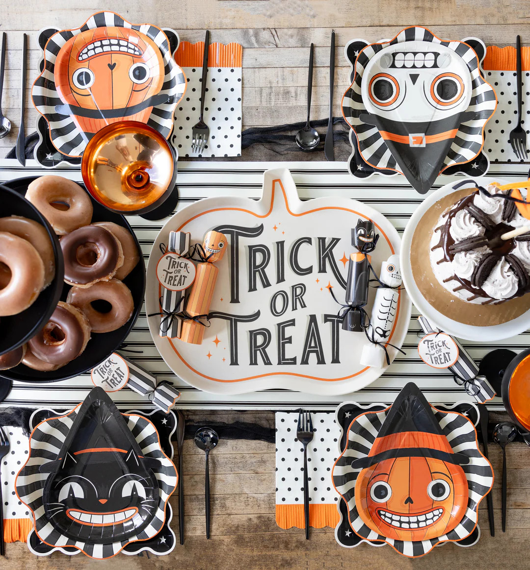 Trick or Treat Pumpkin Shaped Bamboo Tray | My Mind's Eye