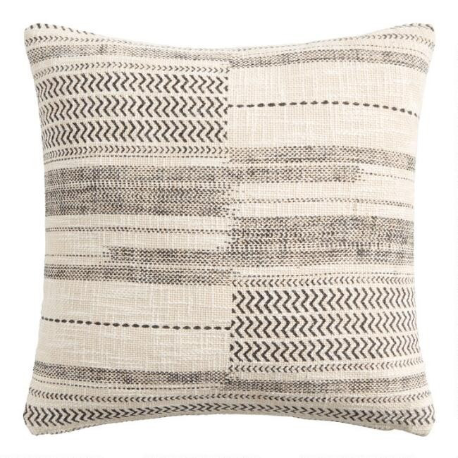 Black and Ivory Patchwork Print Throw Pillow | World Market