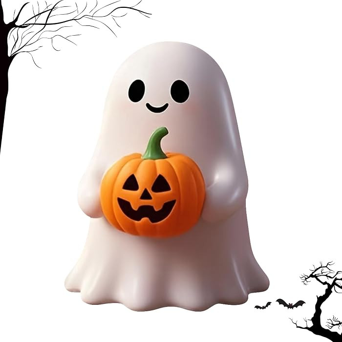 White Decorative Halloween Ghost Figurine (Yellow Pumpkin Ghost) | Amazon (US)
