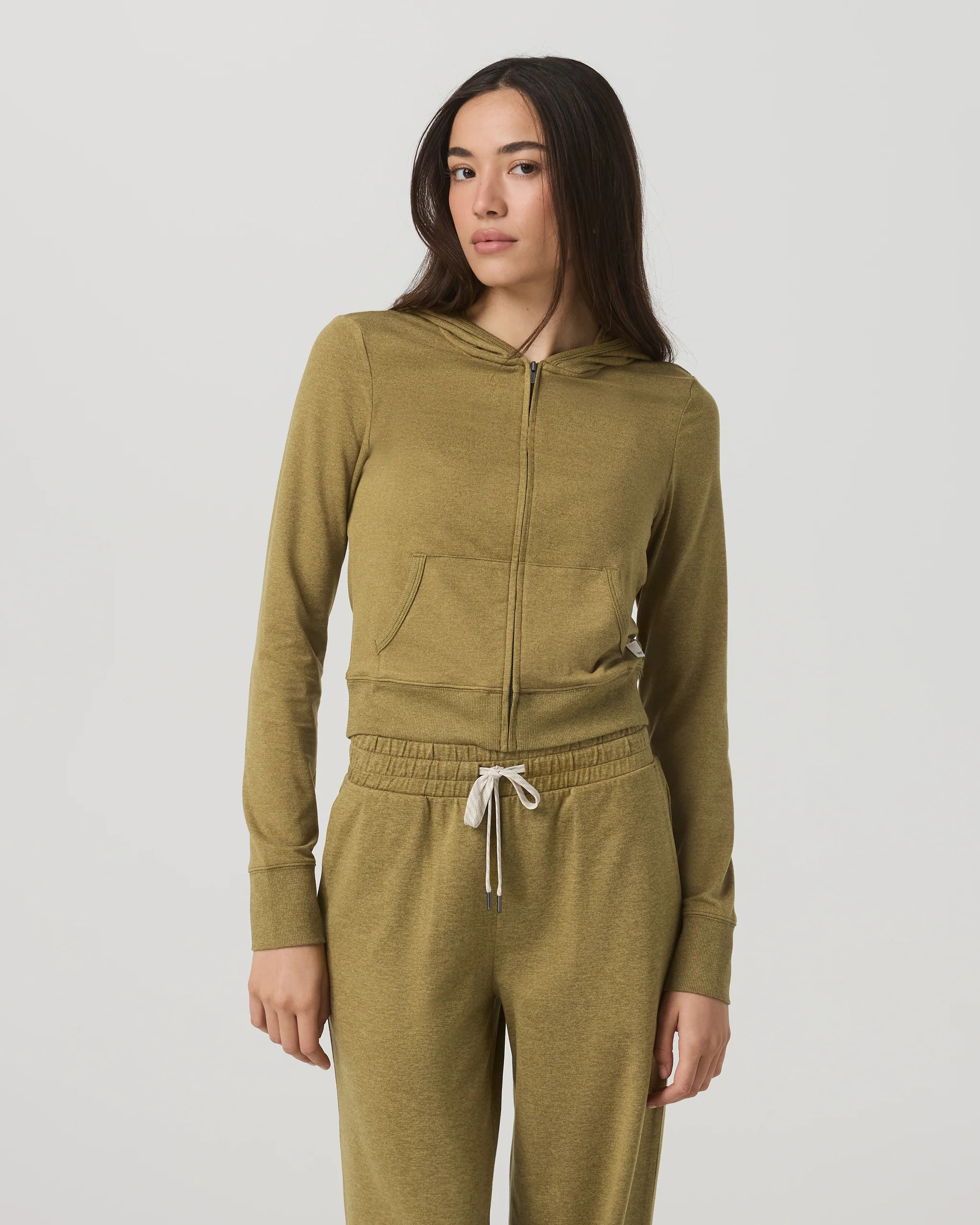 Halo Mini Full Zip Hoodie \u2013 Saguaro Heather Cropped Hoodie \u2013 Vuori | Vuori Clothing (US & Canada)