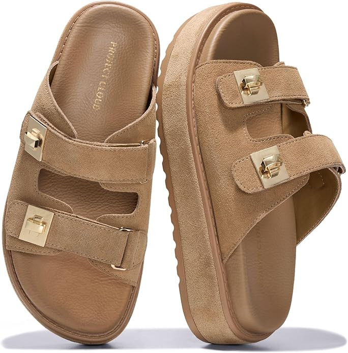 Project Cloud Platform Sandals Women - Memory Foam Insole Slides Women with Adjustable Buckle - N... | Amazon (US)