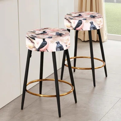 Bird Cameo Portraits Victorian Pattern - Animal Print Bar Stools Set Of 2 | Wayfair North America