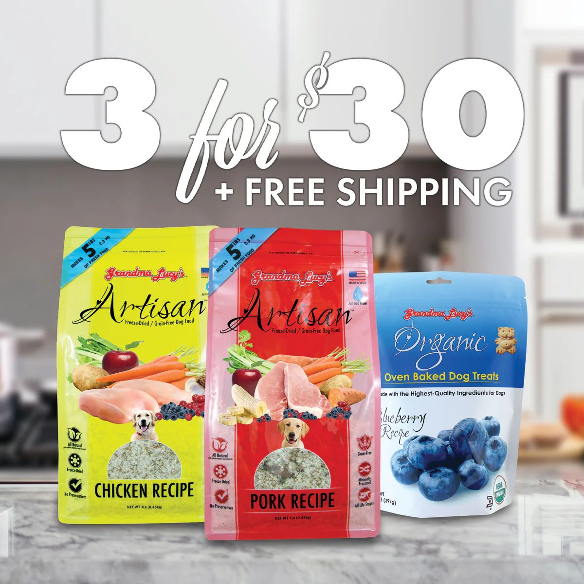 3 for $30 - Artisan & Blueberry Organic Treats Bundle + Free Shipping* | Grandma Lucy's