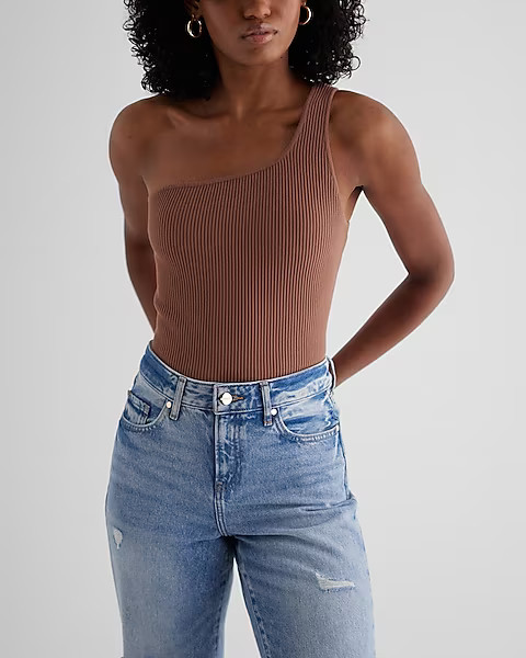 Ribbed One Shoulder Sweater Tank | Express