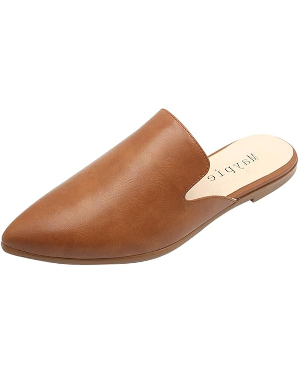 Womens Flat Mules Closed Pointed Toe Slip On Loafer Slides Backless Shoes | Amazon (US)