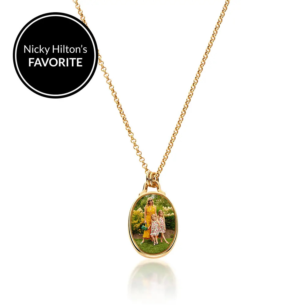 The Keepsake Oval Photo Necklace in Gold Plating | Theo Grace