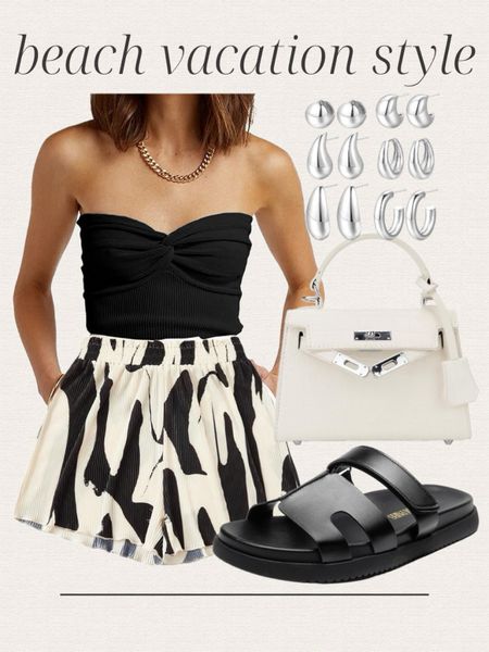 Daily Amazon finds, beach vacation outfit inspo, vacation outfit, tube top, printed shorts, silver earrings, earring multipack, handbag, black sandals, beach vacation, spring break, Amazon outfits, Amazon fashion, spring outfit, summer outfit

#LTKstyletip #LTKshoecrush #LTKfindsunder50