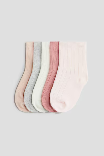H & M - 5-pack Knit Socks - Pink | H&M (US + CA)